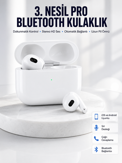 Bluetooth Kulaklık 3. Nesil Ios Android Uyumlu Yeni Nesil Wireless Charge