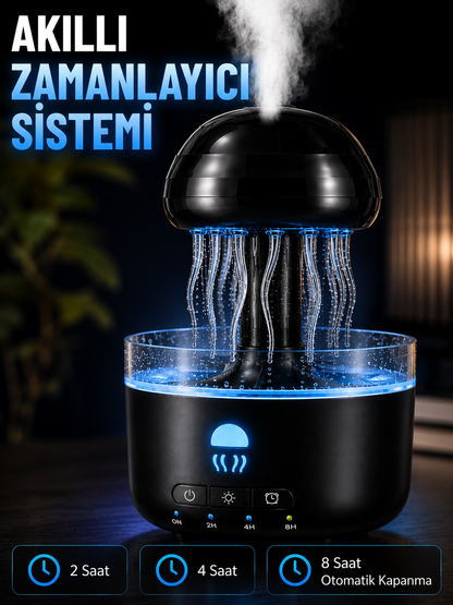 Denizanası Tasarımlı Ultrasonik Hava Nemlendirici RGB LED Işıklı Sessiz Buhar Makinesi Zaman Ayarlı