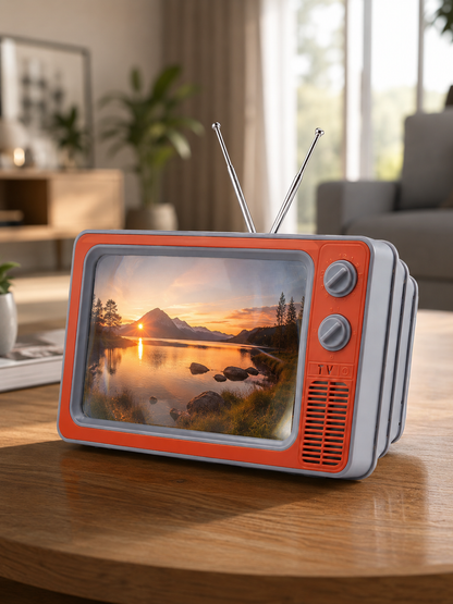 12 İnç Telefon Ekran Büyütücü Retro TV Tasarımlı HD Fresnel Lens Taşınabilir Mobil Ekran Büyütücü