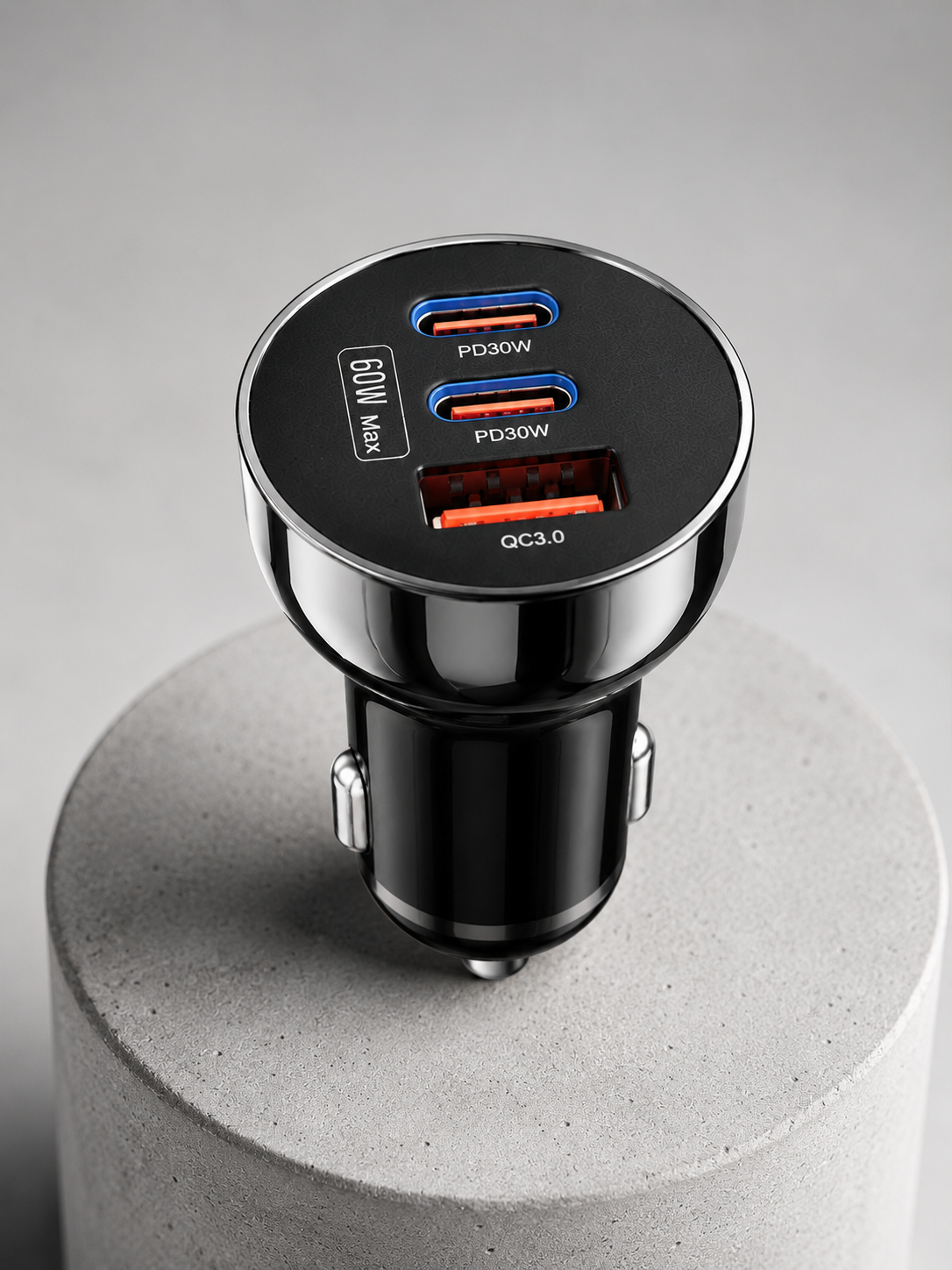 3 Portlu Araç İçi Şarj Adaptörü Çift PD Type-C ve QC3.0 USB Çıkışlı