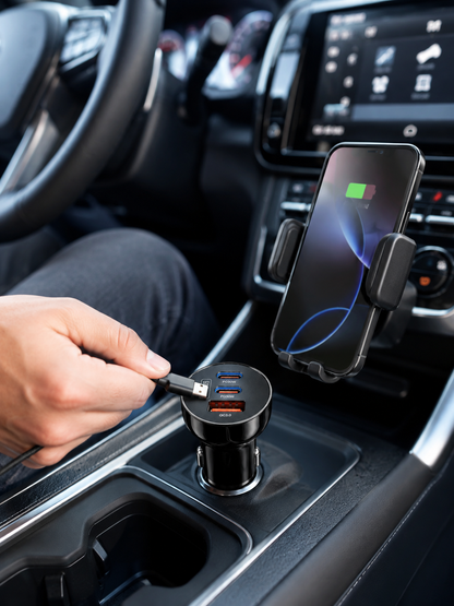 3 Portlu Araç İçi Şarj Adaptörü Çift PD Type-C ve QC3.0 USB Çıkışlı