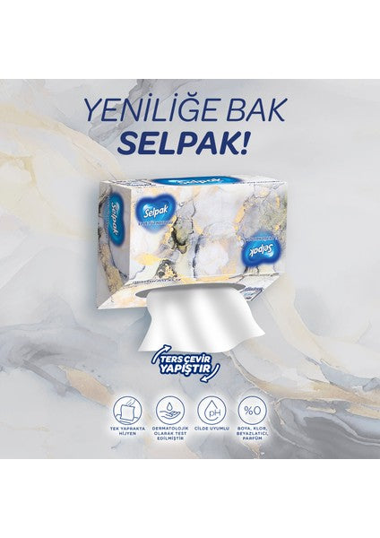 Mermer Desenli Kutulu El ve Yüz Havlusu 80 Yaprak
