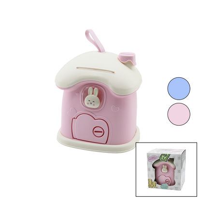 Kilitli Ev Modeli Plastik Çocuk Kumbara 18x16x18 cm