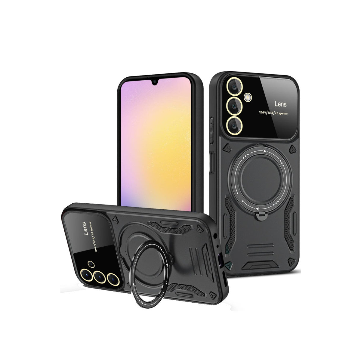 Galaxy A05S Kılıf Joy Lens Standlı Kapak - Siyah