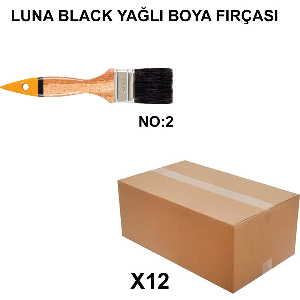 Luna Black Yağlı Boya Fırçası No 2, 12 Adet Toptan