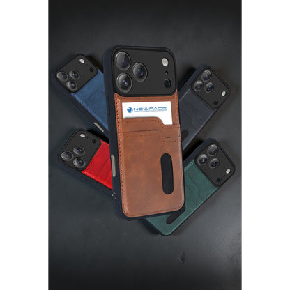 iPhone 17 Pro Sara Kartvizitli Deri Kılıf - Lacivert