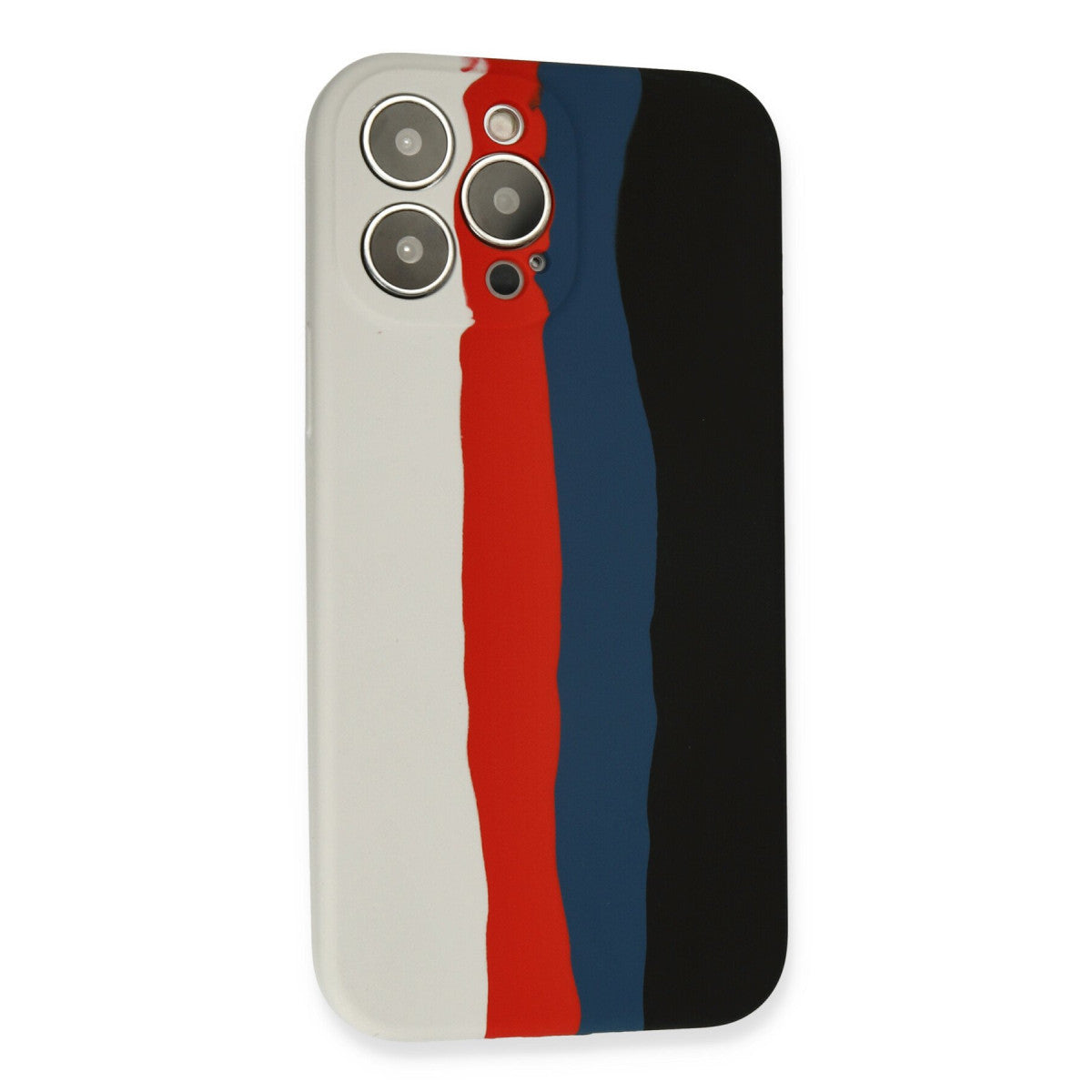 iPhone 13 Pro Kılıf Ebruli Lansman Silikon - Beyaz-Siyah
