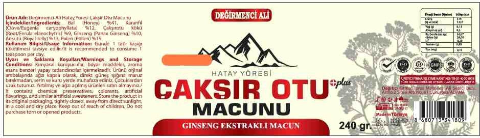 Değirmenci Ali Çakışır Otu Macunu 240 gr