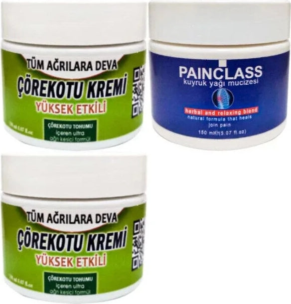 Süper Çörek Otu Kremi Orta Boy 2x 100 ml - Painclass 150 ml Kuyruk Yağı Kremi