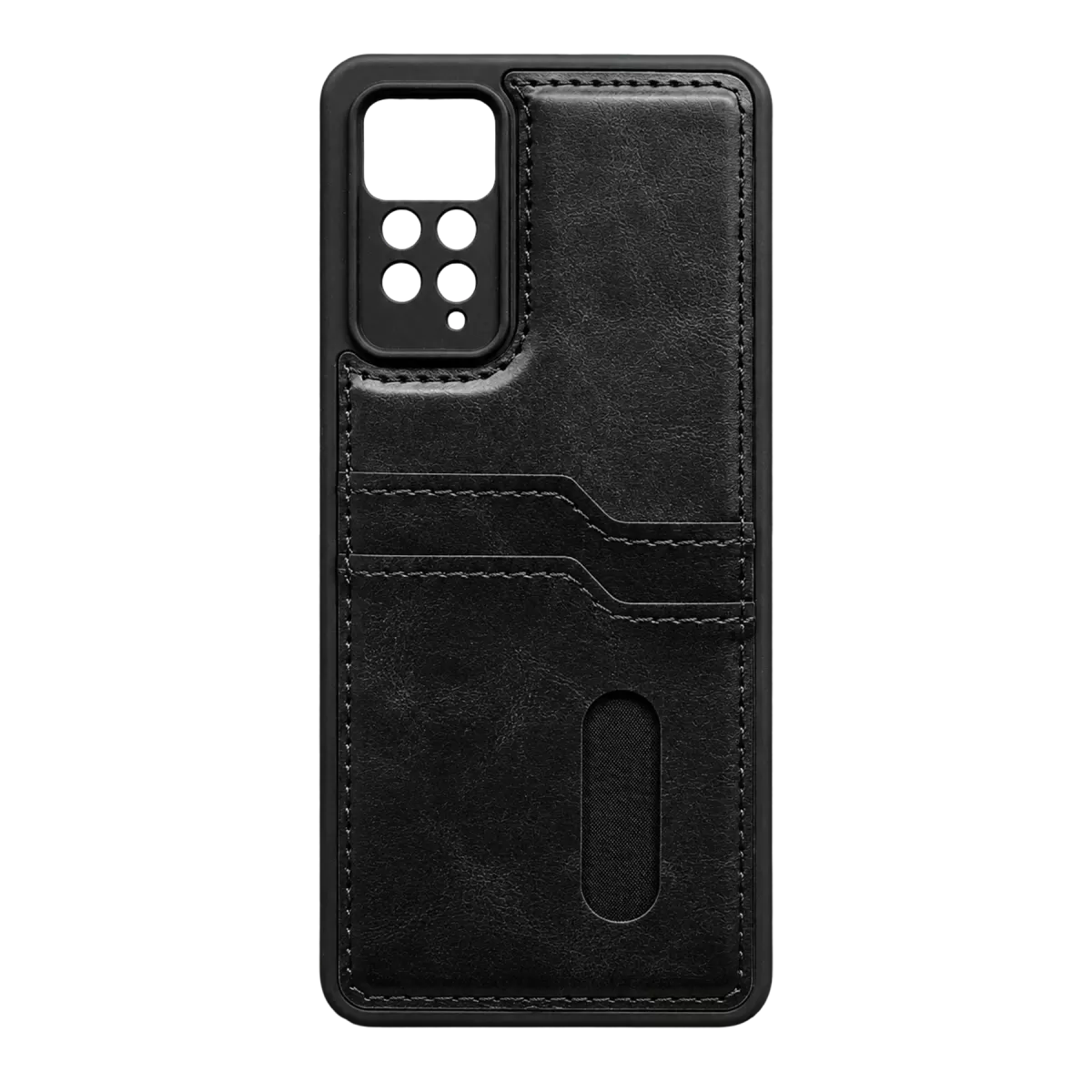 Note 12 Pro 4G Kılıf Sara Kartvizitli Deri Kılıf - Siyah