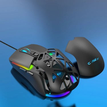 RGB Özel Doku Kablolu Mouse, 12800 DPI ve Ergonomik Tasarım