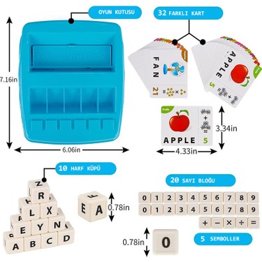 Eğitici Kelime ve Matematik Oyun Seti, 32 Kart ile Eğlence