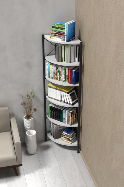 6 Raflı Kitaplık ve Saksılık Beyaz 160 cm