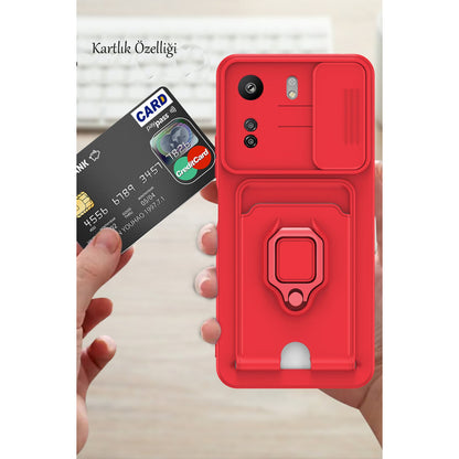 Redmi 13C Kılıf Zuma Kartvizitli Yüzüklü Silikon - Pembe