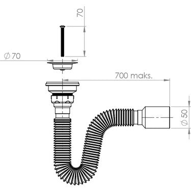 Körüklü Lavabo Sifonu, Ø 40-50 mm, Kaliteli Malzeme