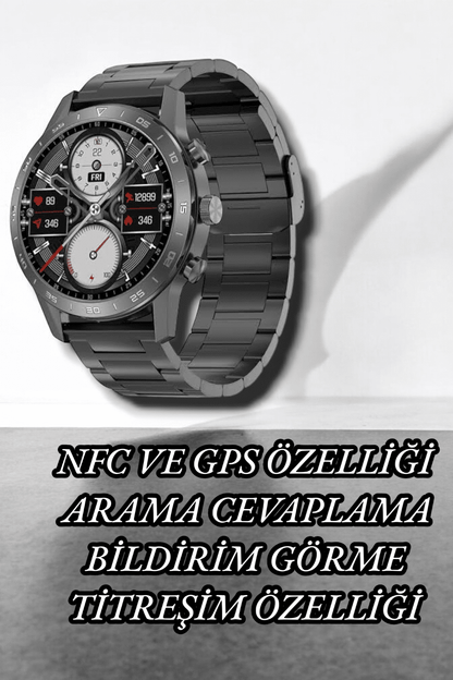 NFC ve Kablosuz Şarjlı Akıllı Saat EKG, Nabız & Spor Modları ile iOS ve Android Uyumlu