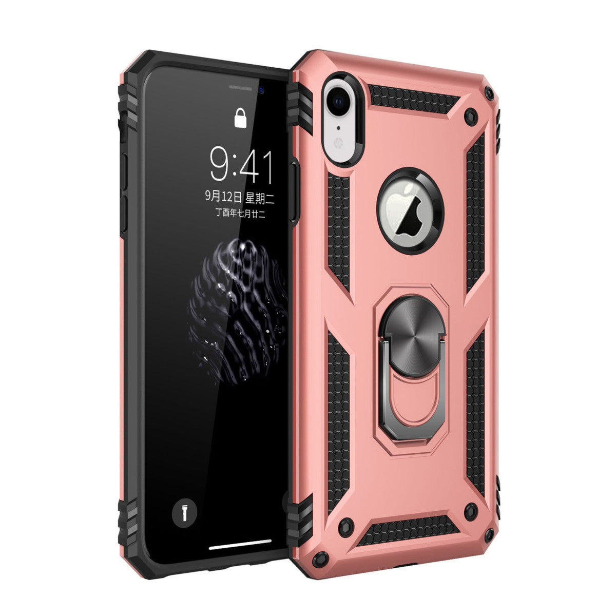 iPhone XR Kılıf Sofya Yüzüklü Silikon Kapak - Rose