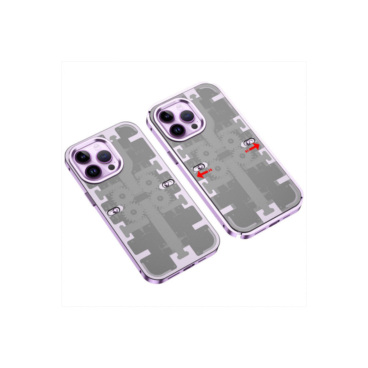 iPhone 14 Pro Max Kılıf Mekanik Bumper Kapak - Derin Mor