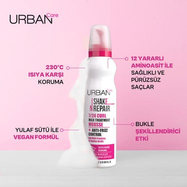 Kabaran ve bukleli saçlar için bakım köpüğü, 150 ml