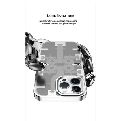 iPhone 14 Pro Max Kılıf Mekanik Bumper Kapak - Derin Mor