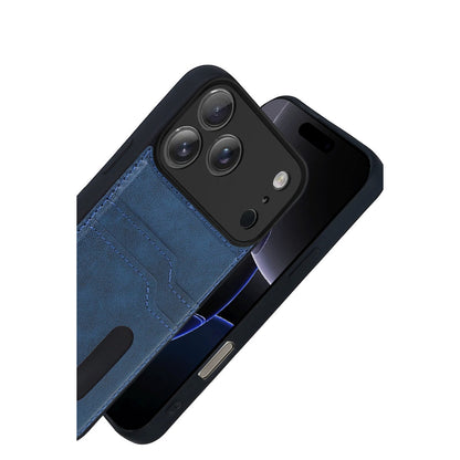 iPhone 17 Pro Sara Kartvizitli Deri Kılıf - Lacivert