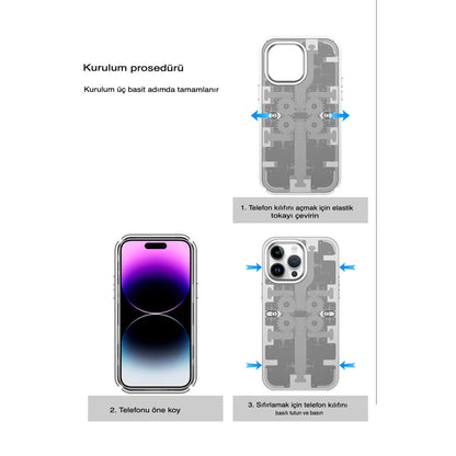 iPhone 14 Pro Max Kılıf Mekanik Bumper Kapak - Derin Mor