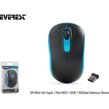 Everest Sm-804 Usb Siyah/Mavi 800/1200/1600Dpi Kablosuz