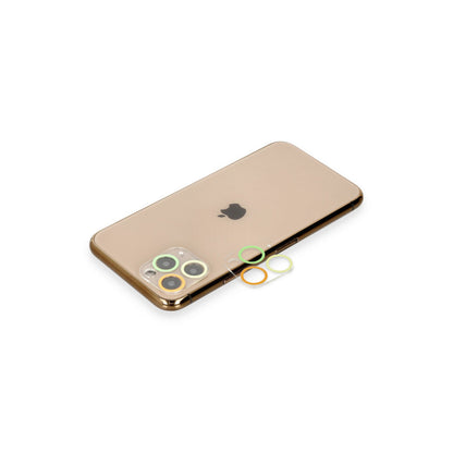iPhone 11 Pro Renkli Kamera Lens Koruma Cam - Pembe-Mavi
