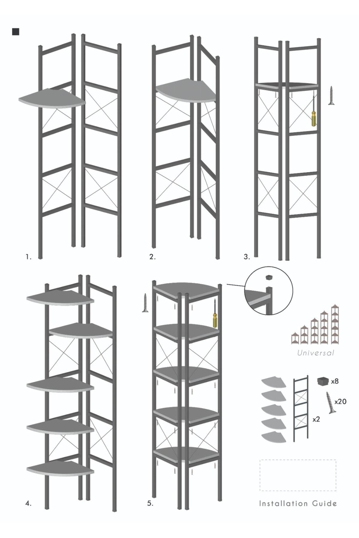 6 Raflı Kitaplık ve Saksılık Beyaz 160 cm