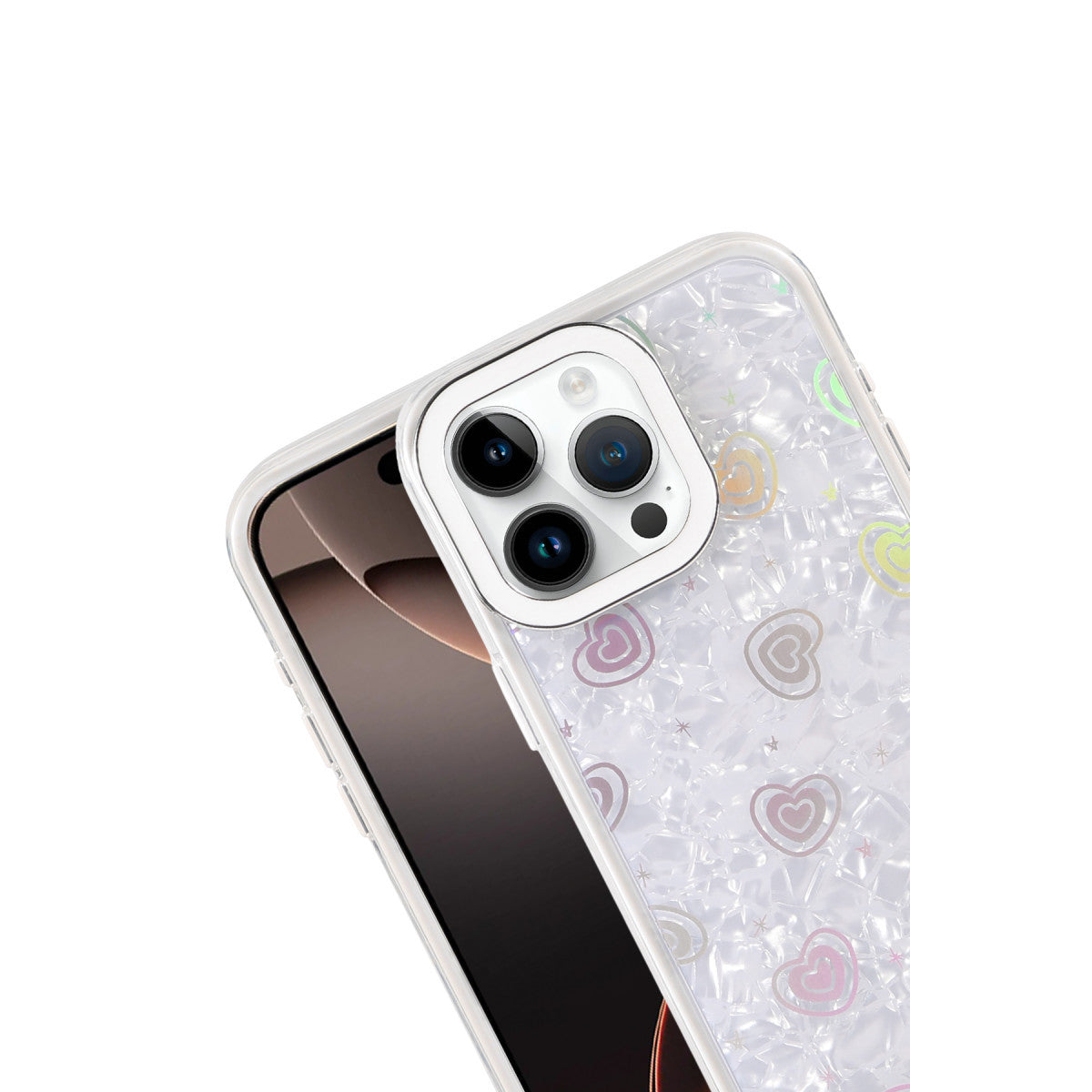 iPhone 15 Pro Max Lumi Desenli Kapak - Beyaz