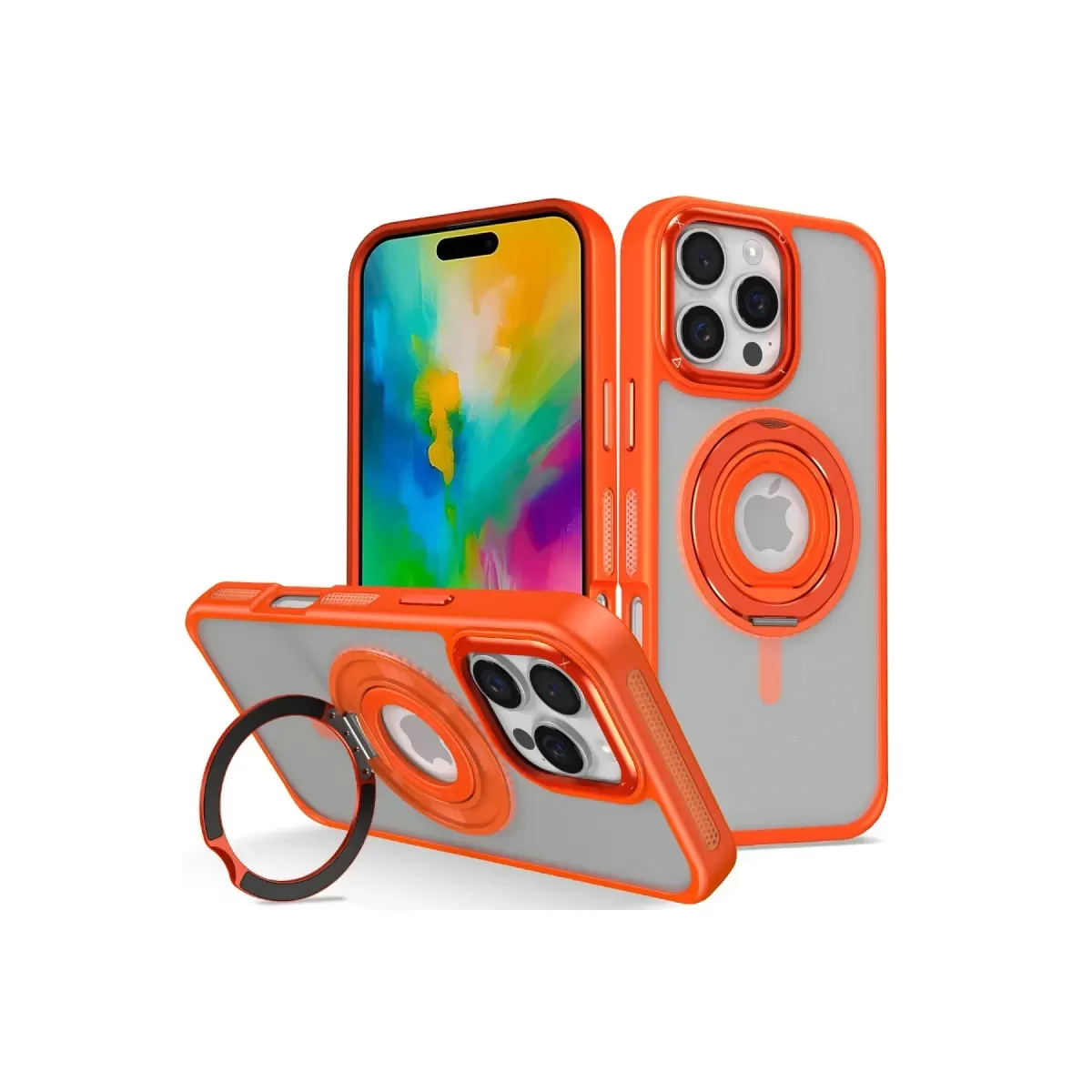 iPhone 16 Pro Banza Magsafe Standlı Kapak - Turuncu