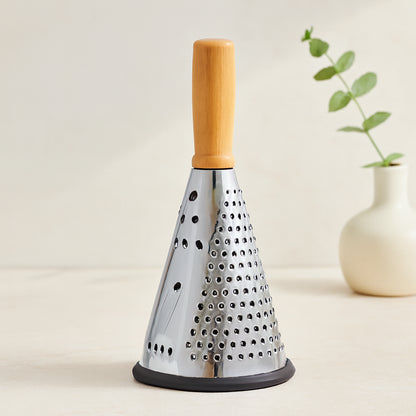 8 Ahşap & Bambu Saplı Çelik Rende (Silikon Taban, 3 Bölümlü)