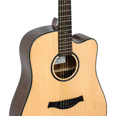 Cutaway Akustik Gitar Parlak Cilalı ve Nitelikli Malzemeyle