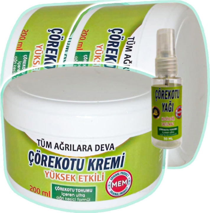 Çörek Otu Kremi 3 Adet 200 ml Yeşil Kavanoz + 30 ml Çörek Otu Yağı