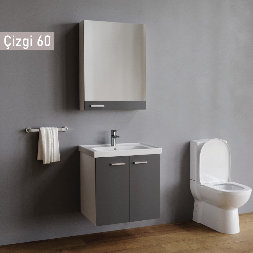 Wons Çizgi 60 cm Antrasit Gri Banyo