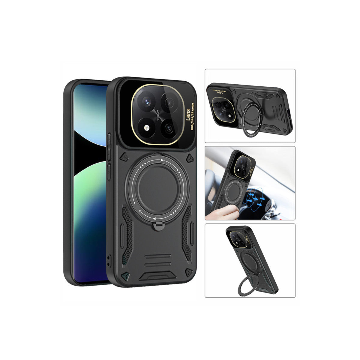 Redmi Note 14 Pro Plus Kılıf Joy Lens Standlı Kapak - Siyah