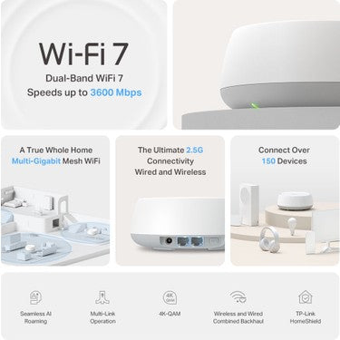 TP-Link Deco BE25 (1-Pack) | Wi-Fi 7 Mesh Sistemi | BE3600 Mbps Hız | Fiber Uyumlu | Çift Bant