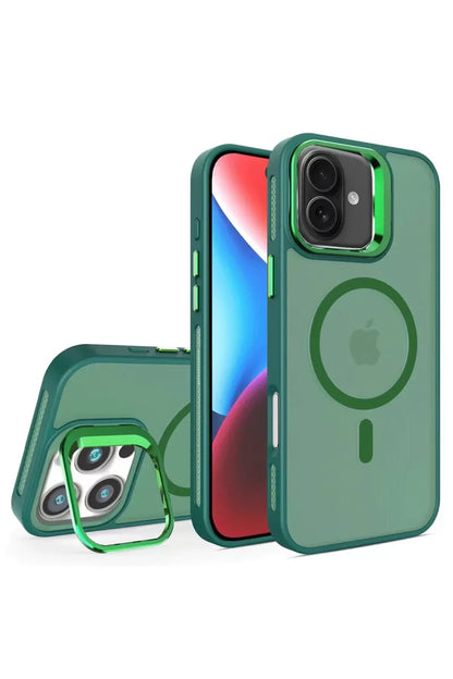 iPhone 16 Plus Flet Lens Magsafe Kapak - Koyu Yeşil