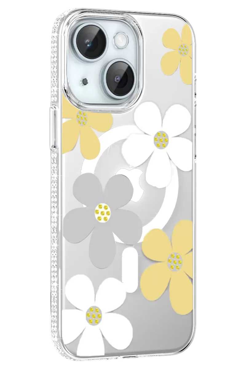 iPhone 14 Floral Magsafe Kapak - Sarı
