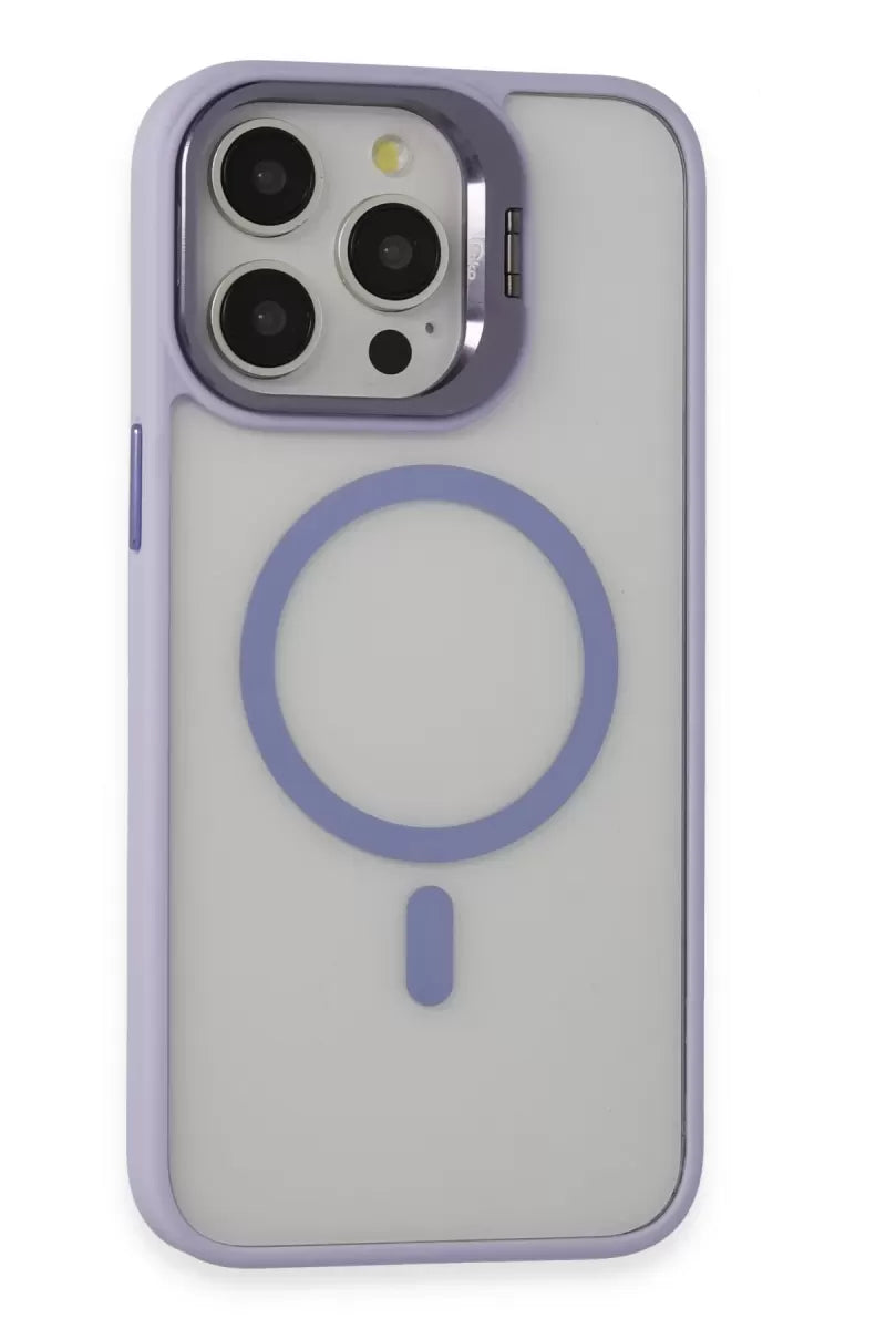 iPhone 15 Pro Max Kılıf Roblox Lens Magsafe Standlı Kapak - Lila
