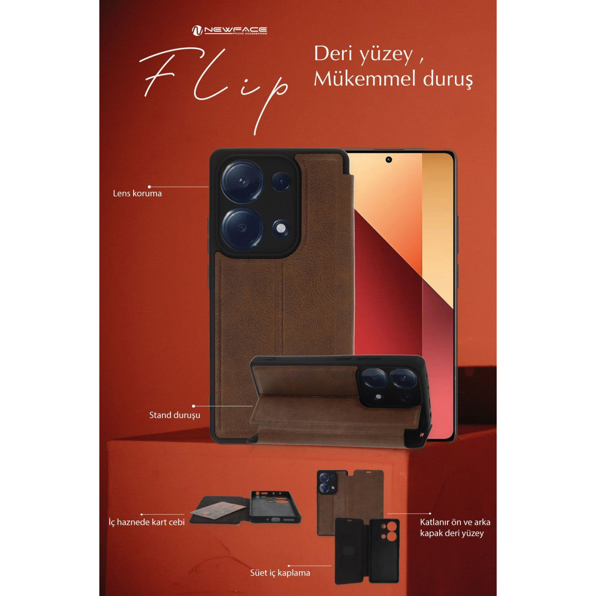 Redmi 13C Kılıf Flip Cover - Lacivert