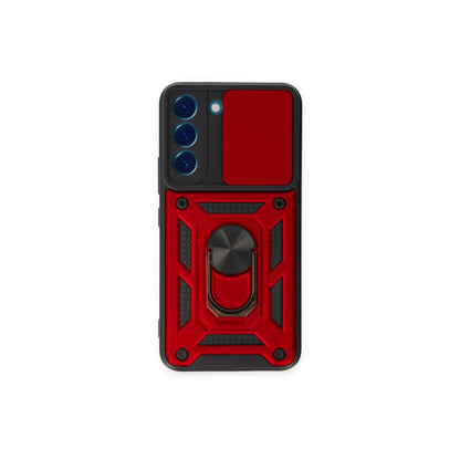 Galaxy S24 Kılıf Pars Lens Yüzüklü Silikon - Kırmızı