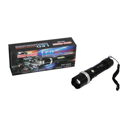 2in1 Zoomlu El Feneri ve COB LED - USB Şarjlı Metal Kasa, 3000 Lumen