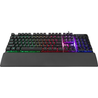 Rampage KB-RX77 Runner Siyah USB Rainbow Aydınlatmalı Ingilizce Klavye Düzeni Us Layout Bilek