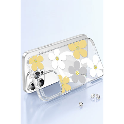 iPhone 15 Pro Max Floral Magsafe Kapak - Beyaz