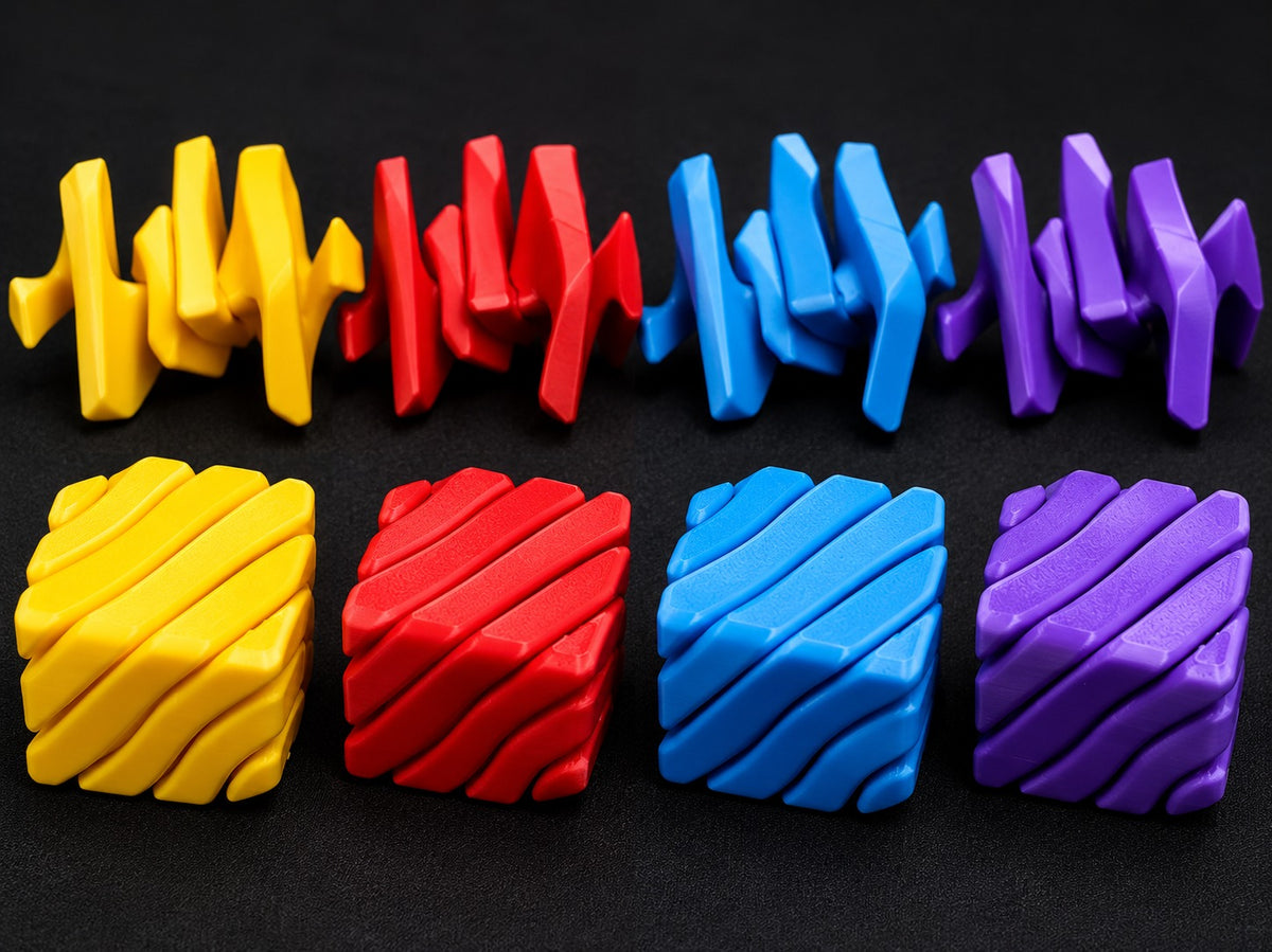 3D Baskı Fidget Puzzle Küp - Hareketli Dönüşebilen Stres Giderici Zeka Oyuncağı, Masaüstü Fidget Küp-Sarı