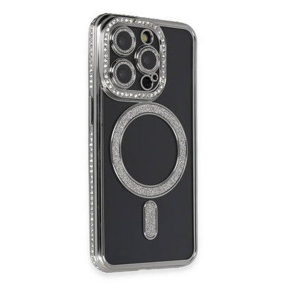 iPhone 14 Pro Max Kılıf Joke Simli Magneticsafe Kılıf - Gri