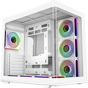 Cooler Master Elite 600 Curve TG Beyaz ARGB 7x12 Fanlı, Back-Connect Anakart Destekli MidTower Kasa