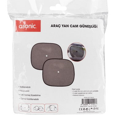 Asonıc Siyah Vantuzlu Güneş Koruyucu Oto Arka Yan Cam - Etkili Koruma