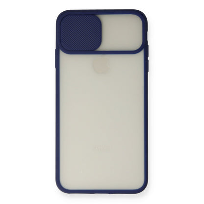 iPhone XS Max Kılıf Palm Buzlu Kamera Sürgülü Silikon - Lacivert